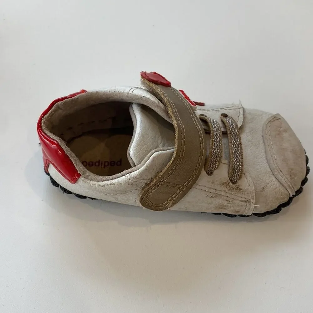 Pediped ORIGINALS® JAKE HEART Sz 18-24 Months Baby 5.5-6 Velcro White Red Hearts